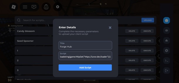 Paste the Forge script into an executor